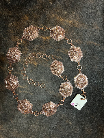 Hexagon Copper Concho Belt